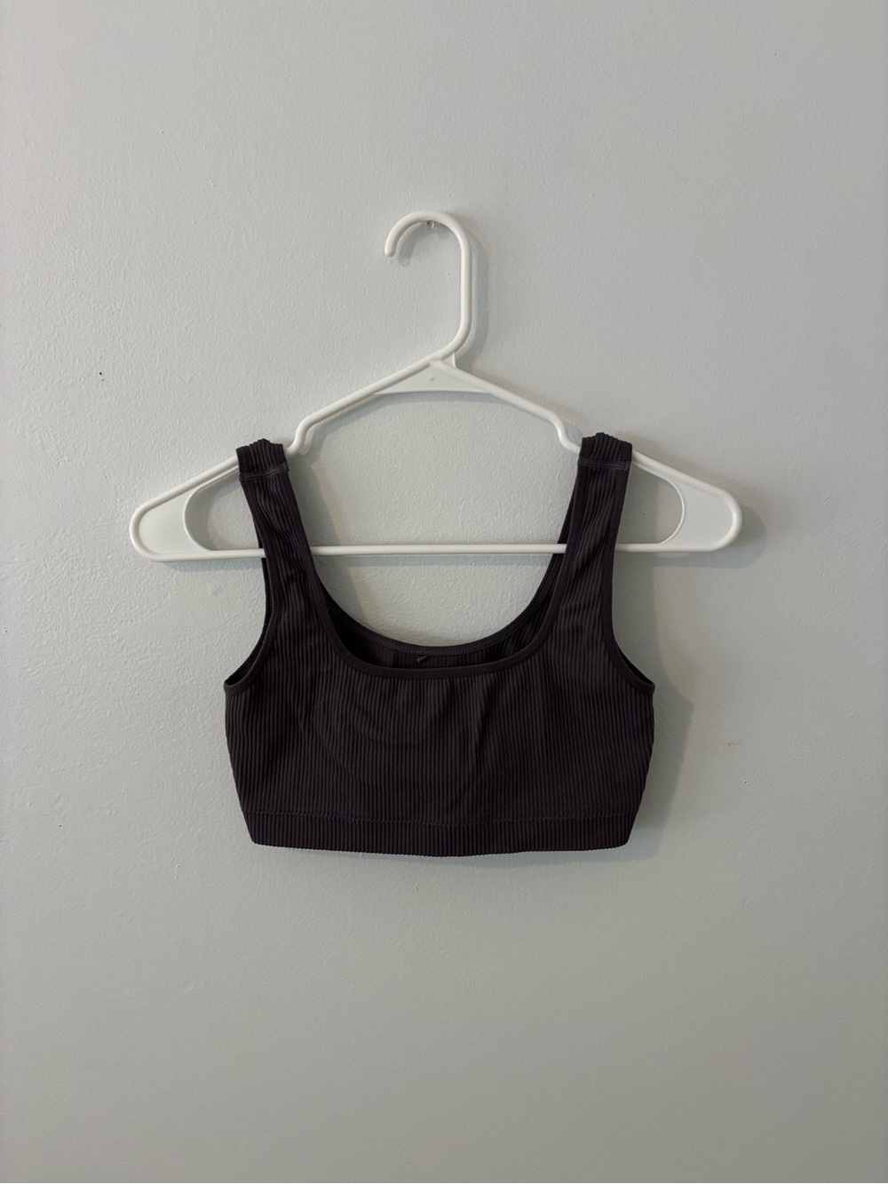 Garage Black Ribbed Scoop Crop Tank